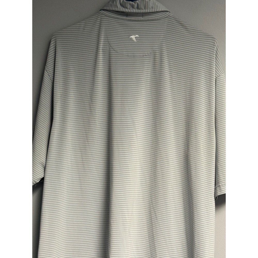 Genteal Performanc Polo Shirt Mens XL Gray White Stripe Short Sleeve Golf - Picture 10 of 12